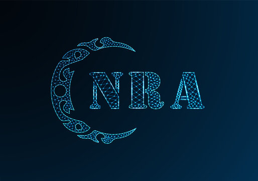 Low poly letter logo NRA design. NRA letter logo low poly vector design on blue color gradient background. NRA logo low poly design