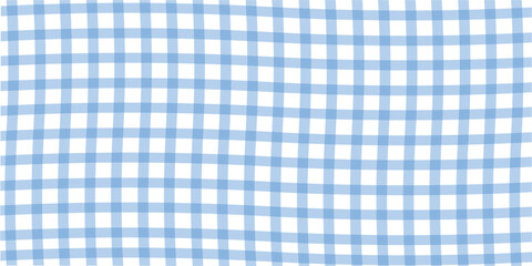 Seamless hand painted blue gingham check pattern with soft watercolor texture. Cute rustic plaid background perfect for fabric, wallpaper, packaging, stationery, kitchen and summer designs