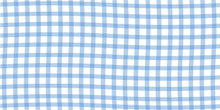 Seamless hand painted blue gingham check pattern with soft watercolor texture. Cute rustic plaid background perfect for fabric, wallpaper, packaging, stationery, kitchen and summer designs