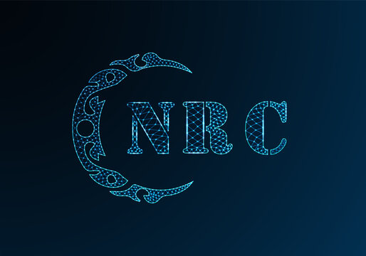 Low poly letter logo NRC design. NRC letter logo low poly vector design on blue color gradient background. NRC logo low poly design