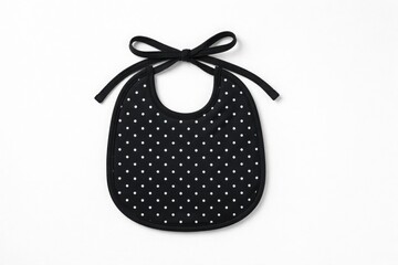 Black baby bib with white polka dots and black bow tie