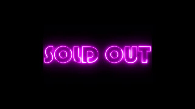 Sold out icon on black background. Red neon video animation Sold out
, 4k glowing motion.