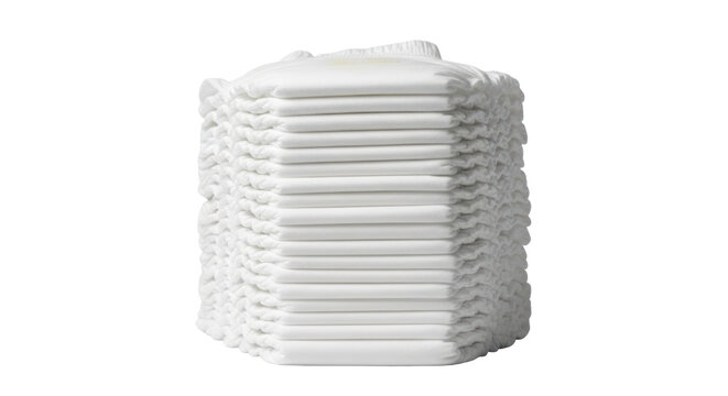 Photo-realistic Stack of White Baby Diapers for Infant Care and Hygiene