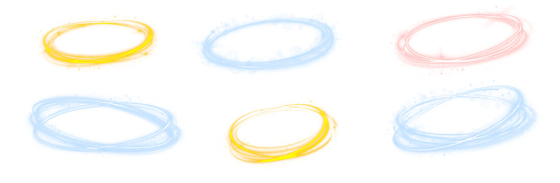 Hovering golden spiral with drifting glitter dust. Electric sparks spin along circular motion trails. Abstract futuristic frame for digital illustrations.