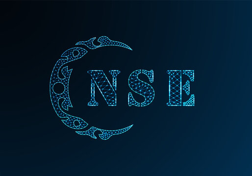 Low poly letter logo NSE design. NSE letter logo low poly vector design on blue color gradient background. NSE logo low poly design