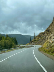 The winding road in the mountains, a part of the Chuisky tract , Altai, Russia