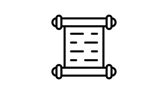 Modern linear animated icon of ancient rolled parchment scroll