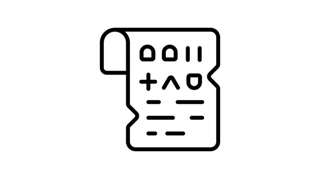 Handy outline style animated icon of old historic scroll