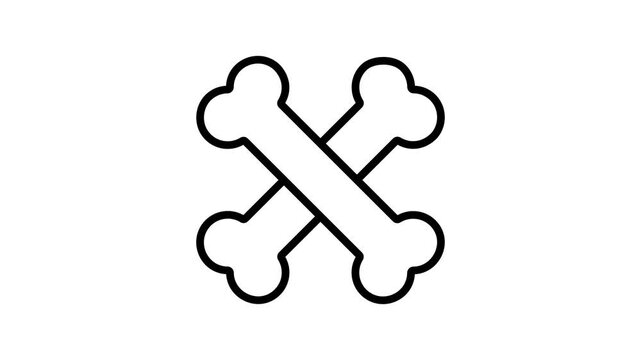 Trendy outline style animated icon of uncovered bone remains