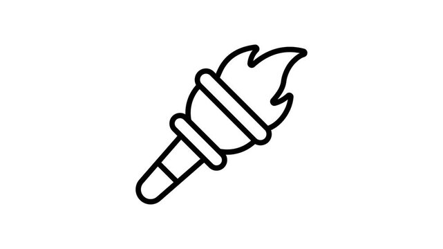 Ready to use linear animated icon of flaming fire torch