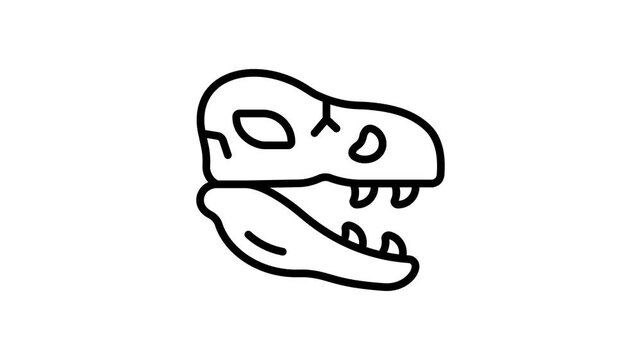 Handy linear animated icon of giant dinosaur skull