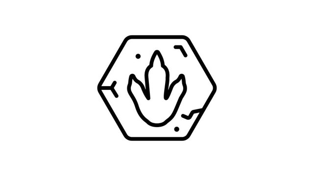 Sleek outline style animated icon of dinosaur footprint trail