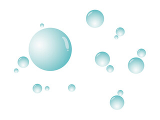 Water drops. Soap, foam, Water droplets. Serum. Gel. Bubbles 