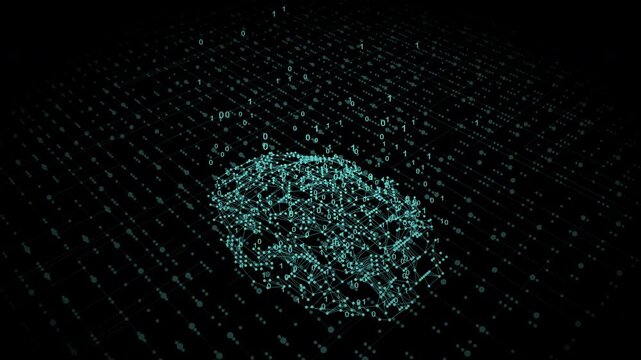 Scanning sequence of a human fingerprint within a digital HUD interface. Suitable for high-tech security systems and forensic identification montages.