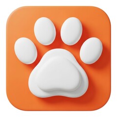 A cute paw print icon on an orange background isolated on transparent background, perfect for petrelated apps and websites