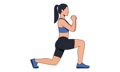Woman Doing Lunge Exercise Illustration on White Background