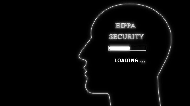 H I P A Security Loading Concept with Silhouette Head and Digital Brain Visualization HIPAA security