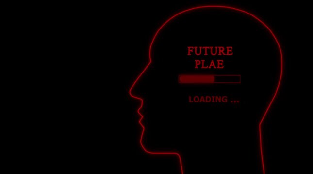 Digital Head Profile with Loading Bar Concept for Future Planning and Technology Development brain concept