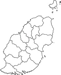 Obraz premium Blank Map of Grenada with Parish Borders Outline Vector Illustration Isolated on White Background for Caribbean Geography Education and Travel Design