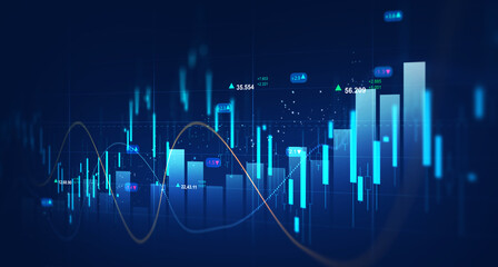 Stock market investment trading graph growth.Investment finance chart,stock market business and exchange financial growth graph.	
