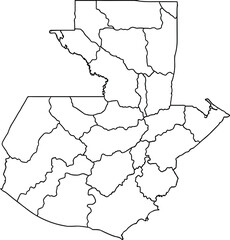 Obraz premium Blank Map of Guatemala with Department Borders Outline Vector Illustration Isolated on White Background for Central America Geography Education and Design