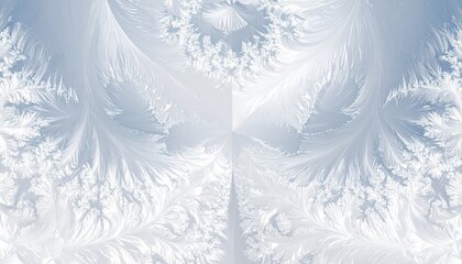 Obraz premium Frost on window pane, intricate ice crystals forming a pattern, blurred sky backdrop, used for backgrounds