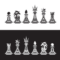 tribal style monochrome chess icon silhouette © OreNyee