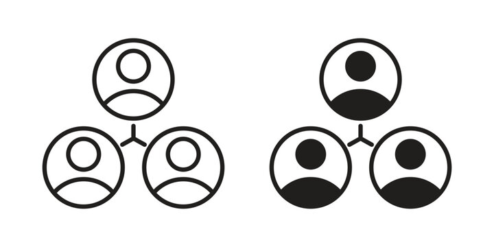 Stakeholders icon. Line and Silhouette Icon Set.