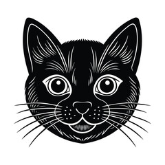 Black cat head vector illustration © md