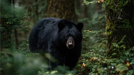 Fototapeta premium Black bear in forest