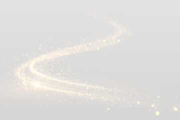 Golden Curved Light Ribbon with Smooth Shine and Glowing Twirl Effect PNG