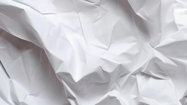 An abstract background made of crumpled white paper with smooth folds and shadows.