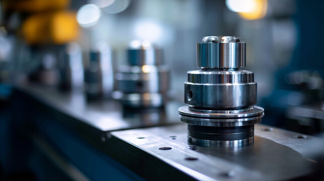 Close-up of industrial robot components and mechanical parts, automated machinery elements, manufacturing technology, precision engineering components, robotic system assembly, ind