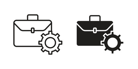 Obraz premium Work experience icon. Line and Silhouette Icon Set.