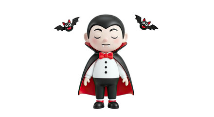 Cute 3D Vampire Character with Bats for Halloween