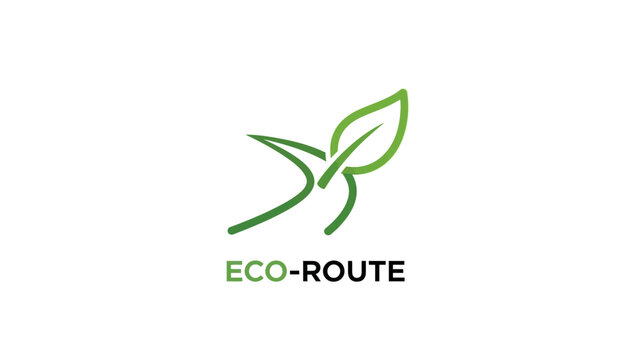 Eco Route Green Leaf Logo Design.