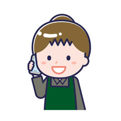 スマートフォンを使う「飲食店の店員」の女性