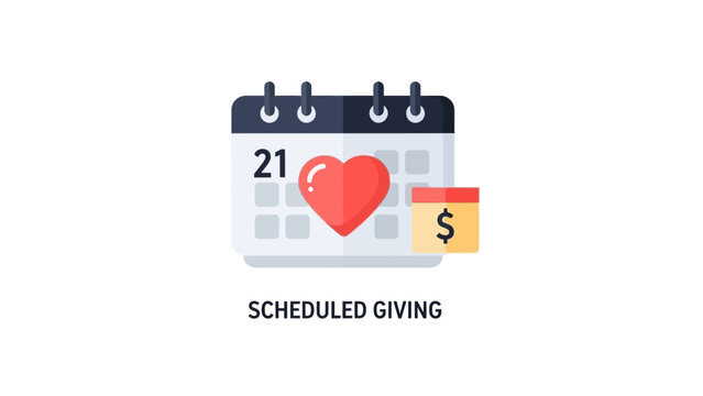 Donation calendar with heart and money.