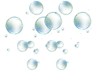 Water drops. Soap, foam, Water droplets. Serum. Gel. Bubbles 