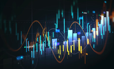 Business analytics uptrend line graphs and financial chart investment.Stock growth graph chart and analysis of financial exchange stock market and economic data business investment.
