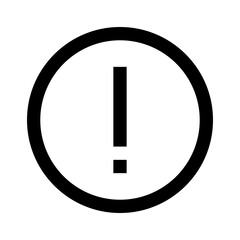 Black exclamation point icon inside a black outlined circle.