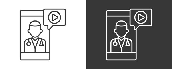 Fototapeta premium Video Consultation Icon Set Vector Collection Isolated In Black And White