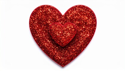 Large red glitter heart with smaller glitter heart on