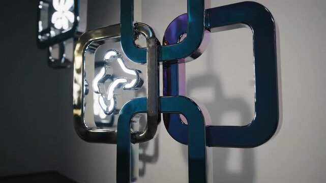 Floating wall art rotation futuristic abstract frames slowly rotating