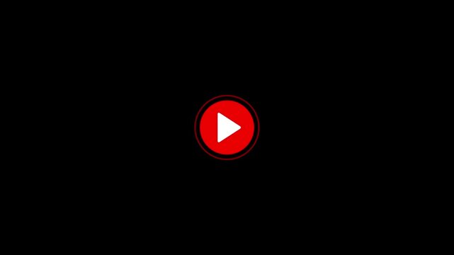 play button animation. video music play sign animation icon. animation on black background.4k video animation .