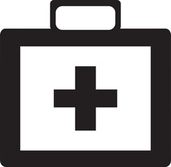 Obraz premium Aid Kit icon black vector, flat minimal design, isolated on transparent background