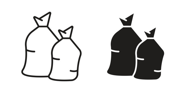 Trash bag icon. simple thin line icon vector illustration pack on white