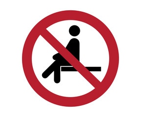 ISO 7010 P018 No sitting sign illustration on transparent background. 


