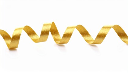 Simple gold ribbon curled elegantly on a bright white background