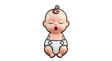 Fototapeta premium Cute Baby Character with Mouth Open